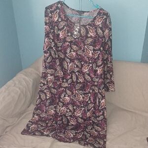 Ava & Grace Burgundy Paisley Long Sleeve Dress